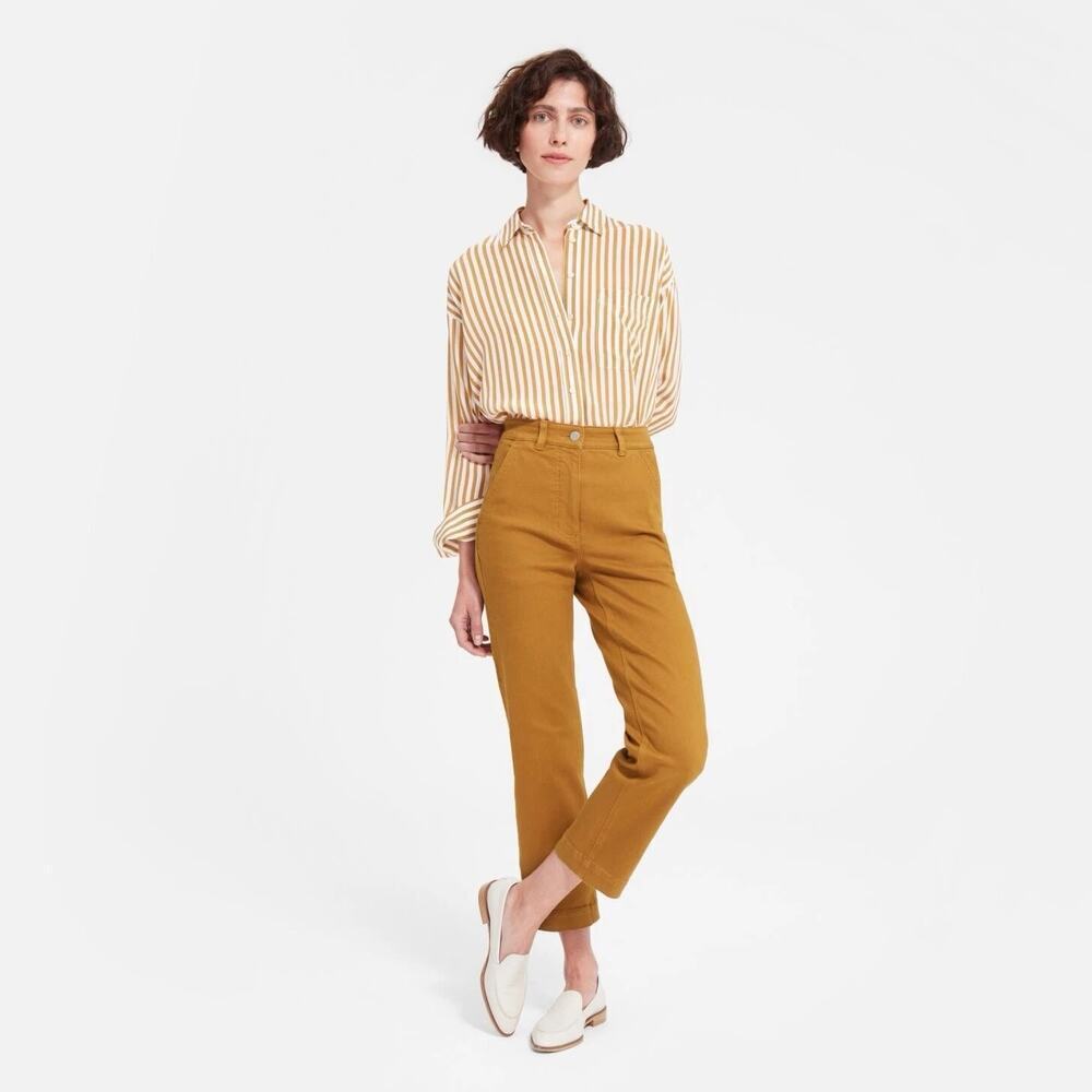 Everlane High Waisted Straight Leg Crop Pants Golden Brown Women's Size 4 Tall